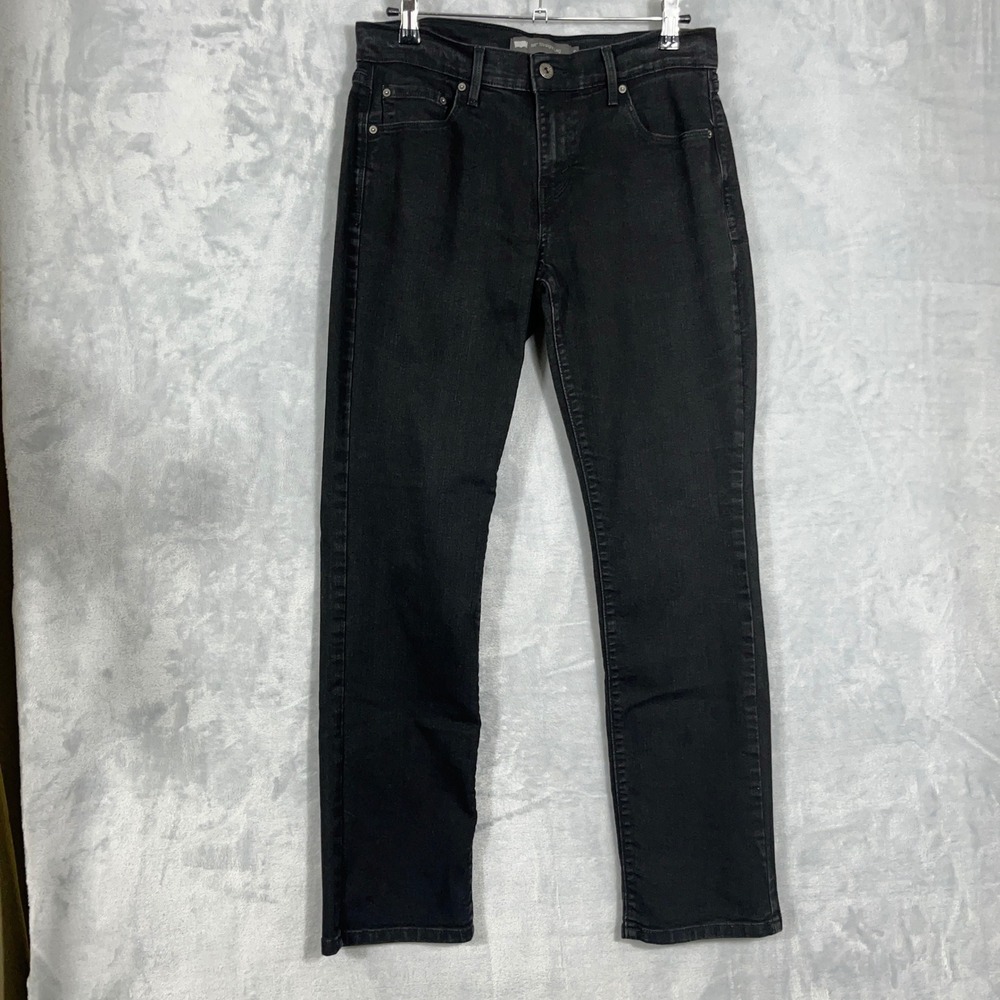 Levi's Women 505 Straight Leg Jeans 6 Black Stretch Mid Rise Denim 90s Retro Y2K